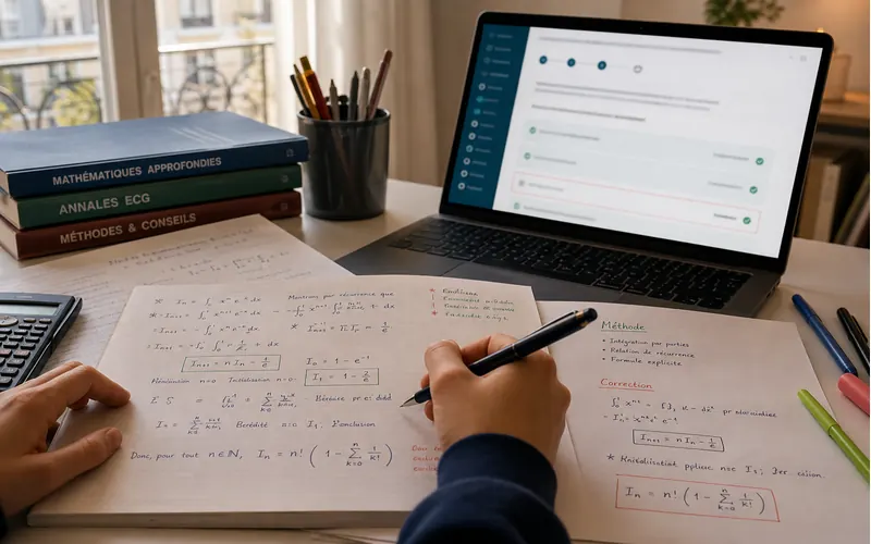 Étudiant résolvant un exercice avec PrépaSimple