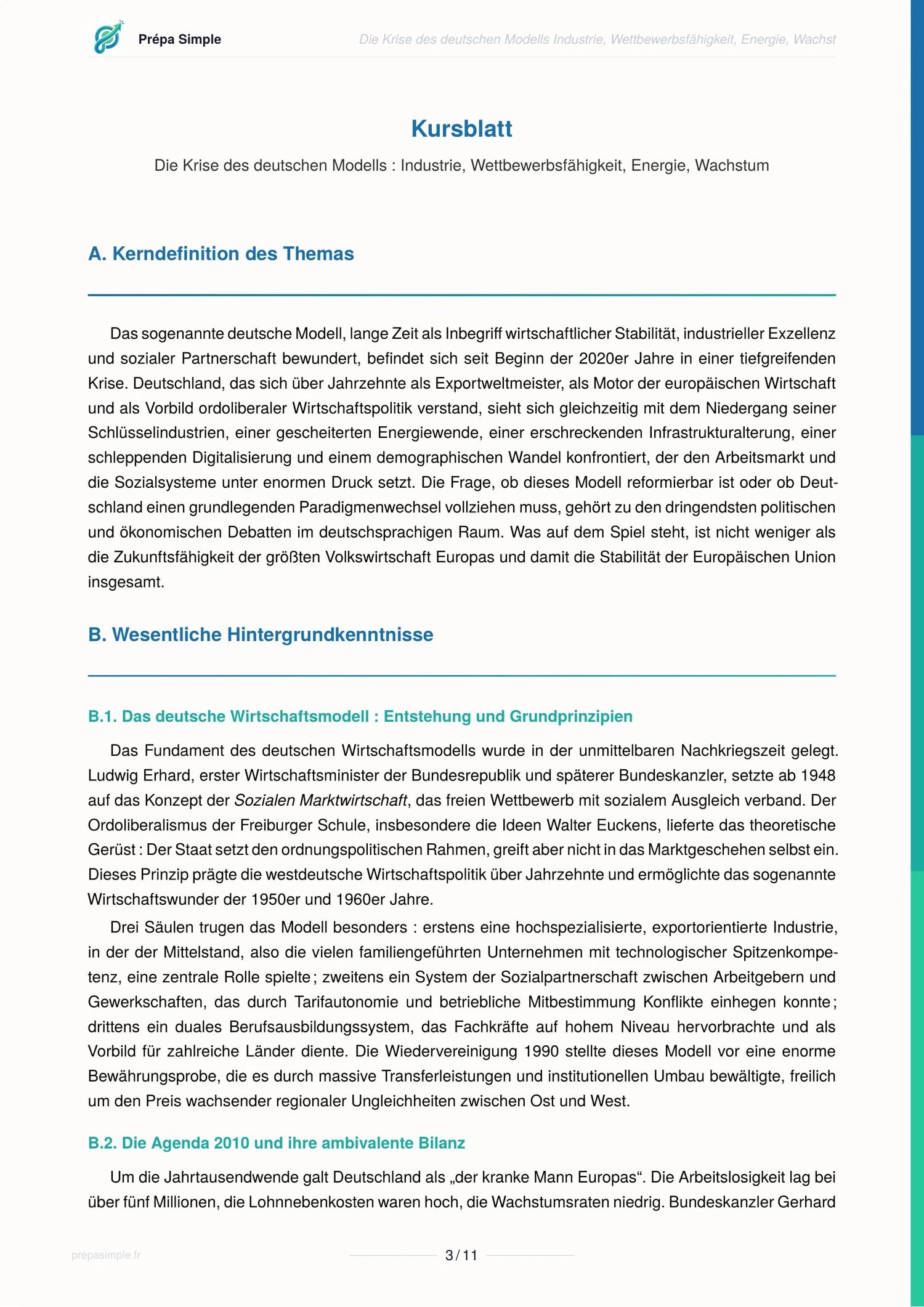 Modèle allemand - Allemand