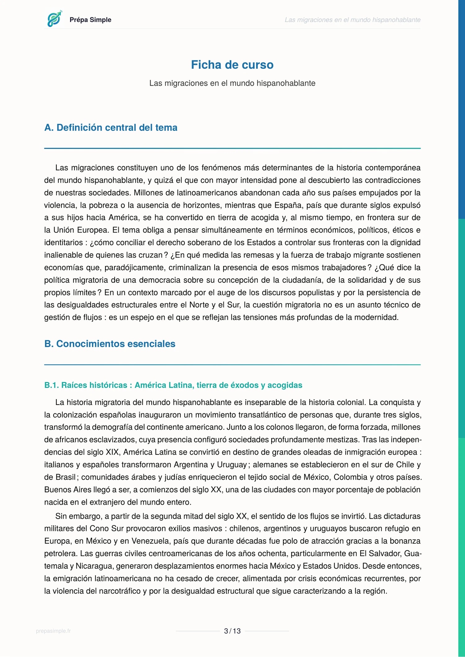 Migraciones - Espagnol