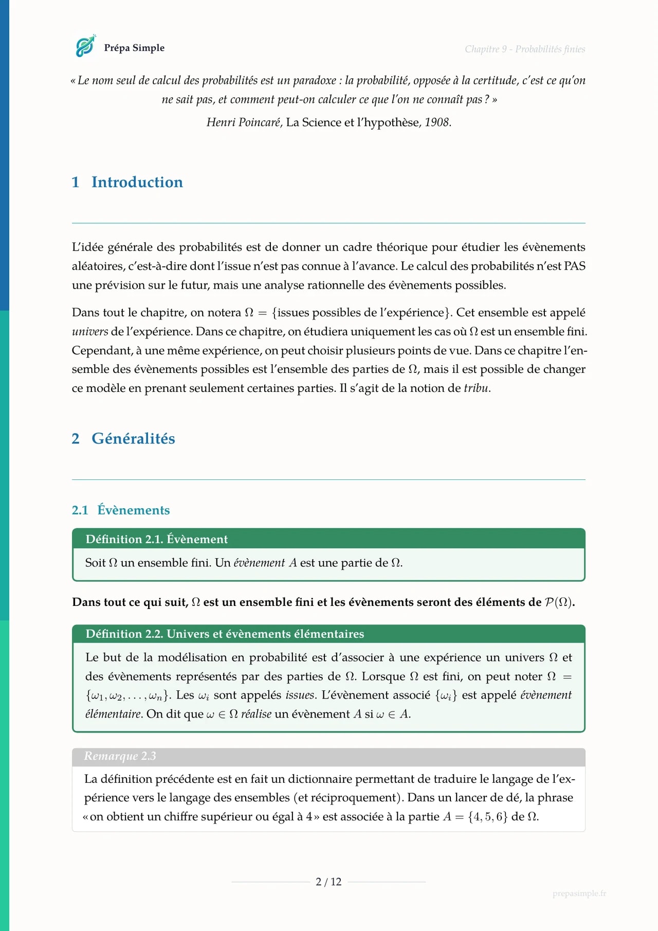 Probabilités finies - Maths approfondies